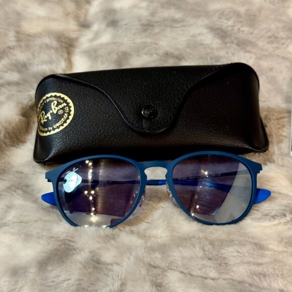NEW Ray-Ban RB3539 Erika Metal Sunglasses Matte Blue/Blue Light Grey Mirror - Picture 8 of 16